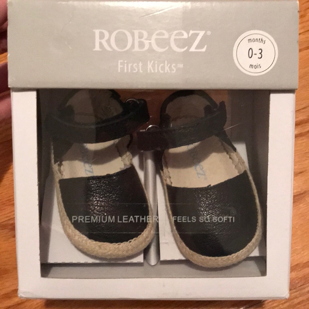 Robeez black leather espadrille shoes